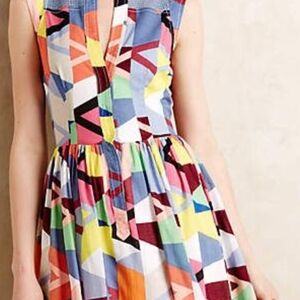 Tracy Reese Pink and Blue Fit and Flare Midi Dress